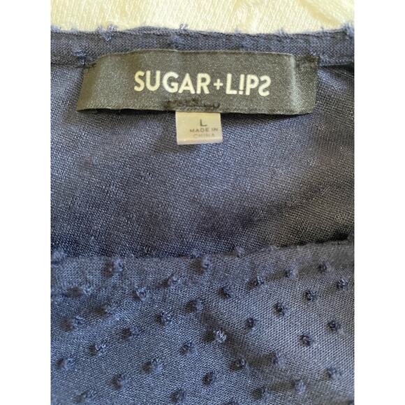 Summer Swiss Dot Short Dress, Sugar Lips, Size L, Navy - Picture 4 of 4